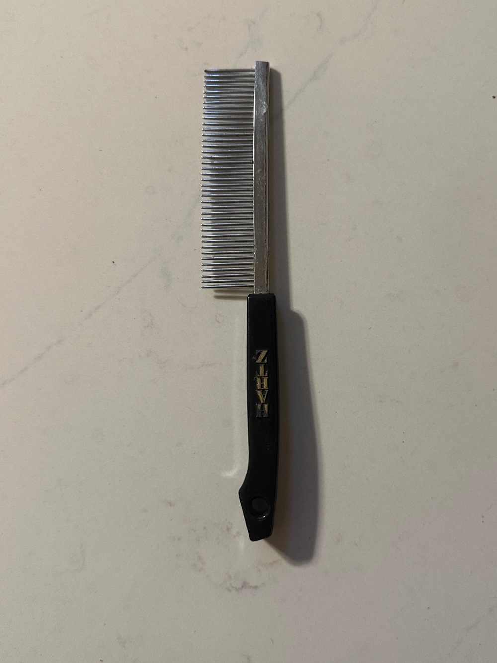 Vintage Hartz Pet Grooming Comb Black Handle Long Metal Teeth Detangles